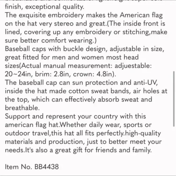 New American Flag Baseball Cap for Men - Picture 4 of 5